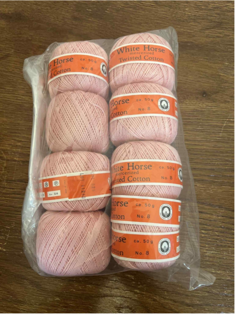 8 Skeins White Horse Mercerized Twisted Cotton Thread No. 8 Pink 50g Each Lot